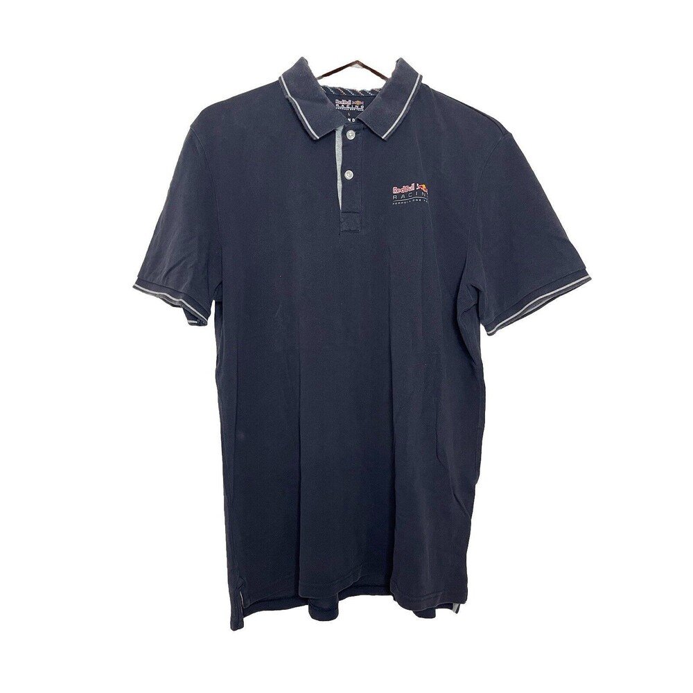 Red Bull Racing Polo Rugby Shirt Men's Large Navy Fading 100% Cotton